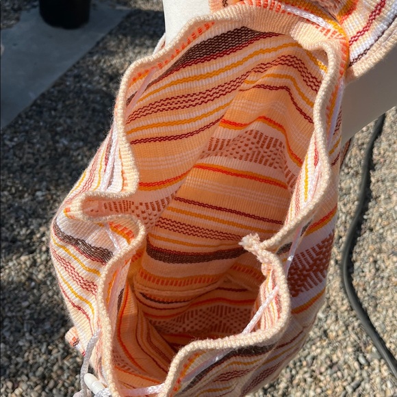 NWOT Colorful Backpack Boho Beach Bag Embroidered Cream Orange - Picture 8 of 10